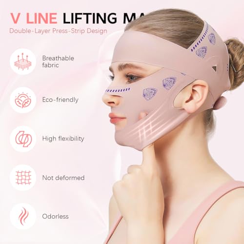 MAYCREATE® V Line Face Lifting Mask, Double Chin Reducer Jaw Line Shaper, Face Toning Belts, Lifting and Firming Compression Strap for Sleeping Anti-wrinkle Skin Tightening Belt for Slim Lift 2 PCS MAYCREATE® V Line Face Lifting Mask, Double Chin Reducer Jaw Line Shaper, Face Toning Belts, Lifting and Firming Compression Strap for Sleeping Anti-wrinkle Skin Tightening Belt for Slim Lift 2 PCS